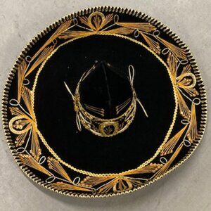 Authentic 2 Handmade Mexican Velvet Sombreros Brand New - 1 Gold - 1 Silver